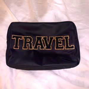 Stoney Clover Lane Large Noir Pouch with glitter varsity letters